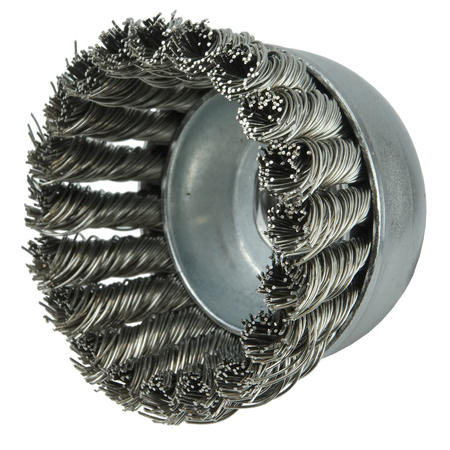Weiler 2-3/4" Single Row Knot  Cup Brush.020" Stainless , 3/8"-24 UNF Nut 13256